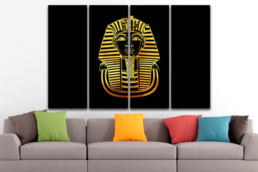 Pharaoh wall art Egypt print Africa ethnic décor Canvas gift art Egyptian artwork Black yellow art Ancient gift Ready to hang Sphynx picture